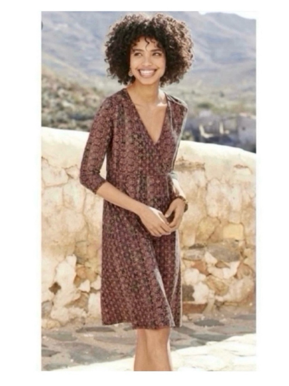 Peruvian Connection Margaux Wrap Stretch Pima Cotton jersey Bohemian knit Dress